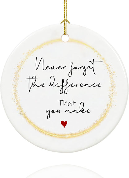 Retirement Ornament, Retirement Gifts for Women 2025 Coworker, Ceramic Keepsake Retired Ornaments with Ribbon and Gift Box
