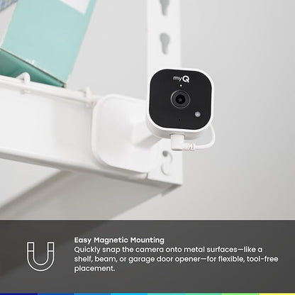 myQ Garage Plug-in Camera Gen 2 – 2K Smart Wi-Fi Garage Camera with Night Vision, Wide-Angle Lens, 2-Way Audio, Magnetic Base & Motion Alerts, App Control – Compatible with Your Garage Door Opener