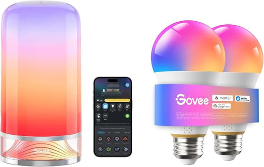 Govee RGBIC Smart Table Lamp 2 Bundle with 1600 Lumens Smart Light Bulbs