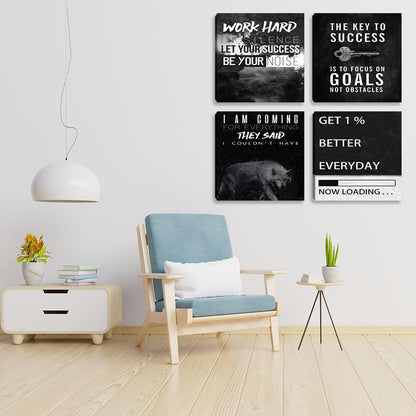 Motivational Wall Decor Art Inspirational Success Canvas Poster Artwork Positive Quote Painting Office Wall Decor Art for Women Men Company Bedroom Living Room Home Decoration Framed 20”X20”X4
