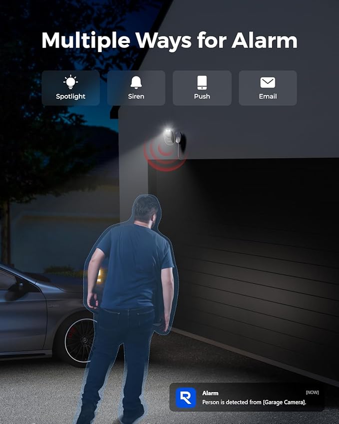 Reolink Outdoor Security Camera System, 2K Plug-in Cameras, 5G/2.4GHz Dual-band Wi-Fi, 256GB microSD Card Included, Max.512GB×2 Storage, Smart Detection, 24/7 Offline Recording, Home Hub with 2x Lumus