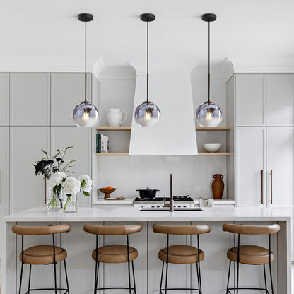 KCO Lighting Mercury Glass Pendant Light Fixtures Mid Century Modern Silver Kitchen Island Pendant Lights Ceiling Hanging Black Large Globe Pendant Light for Living Room Dining Room