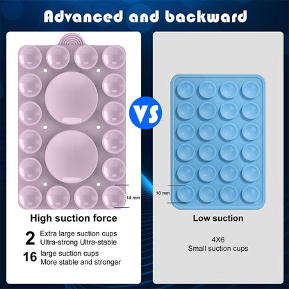 Double Sided Silicone Suction Phone Holder Mount,Compatible with iPhone and Android Cases Hands-Free Mirror Shower Phone Mount Strong Grip Holder (Violet, Double Sided 2PCS)
