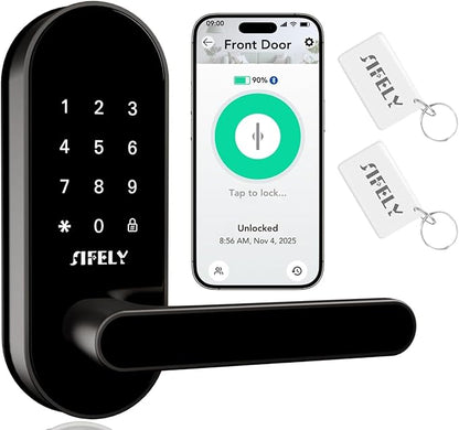 Keyless Entry Keypad Smart Door Lock with Handle & Knob – Digital Deadbolt for Front, Bedroom, Office & Interior Doors, App Control for Airbnb, Guests & Kids, Easy DIY Install (No Fingerprint)