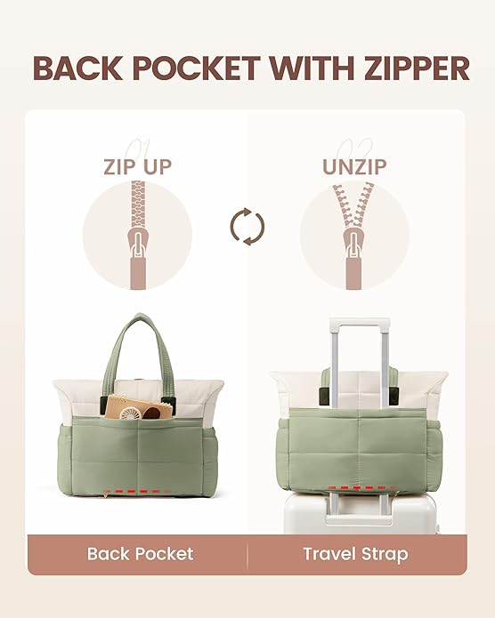 LOVEVOOK Tote Bag for Women,Light Puffer Tote Bag with Multi-pockets,Stylish Carry on Laptop Bags for Daily,Travel,Work,Gym | with Multi-pockets, Stylish, Carry on, for Daily, Travel, Work