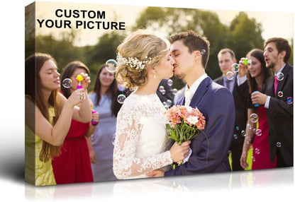Wewejia Custom Canvas Prints with Your Photos 36x24inch, Upload Your Wedding Picture/Photo - Custom Personalized Canvas Photo Gifts Couples Family Baby Pets Home Decor Easy to hang