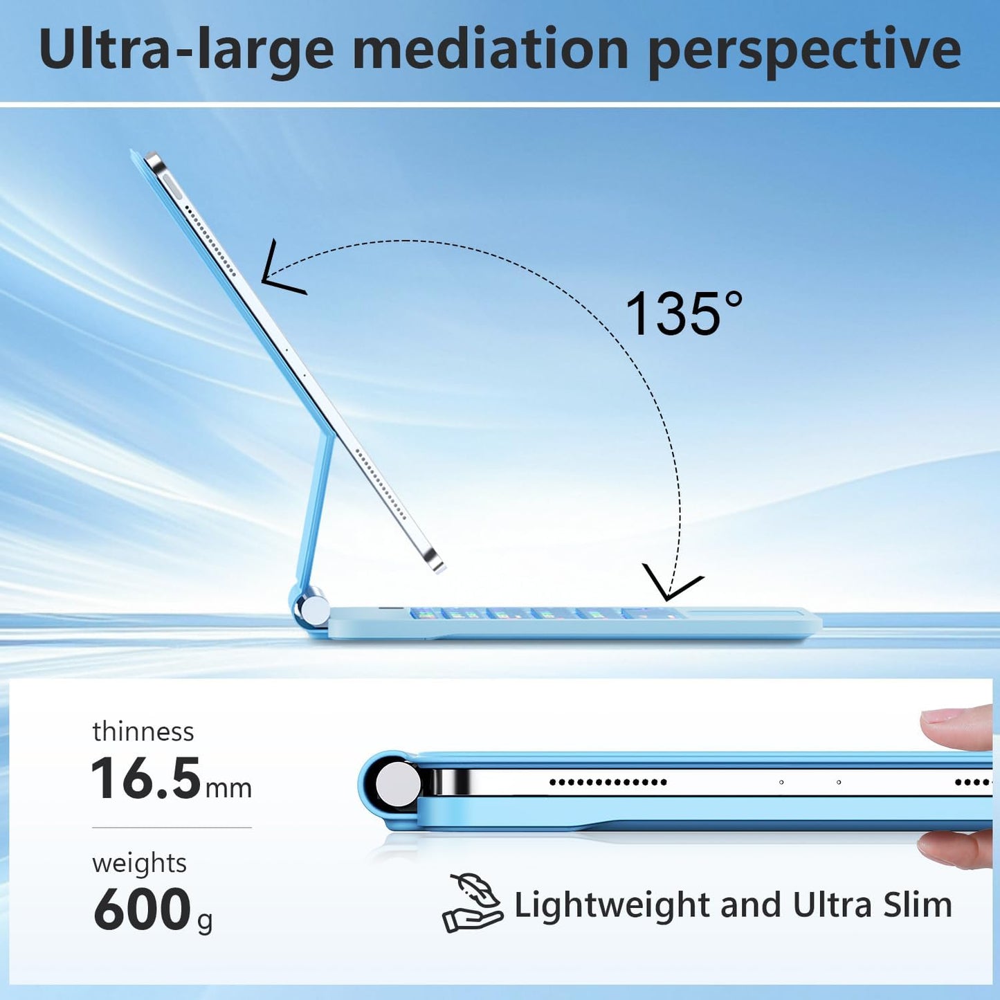 for iPad Pro 11 inch Case with Keyboard,Keyboard Case for iPad Air 11 inch (M2) 2024 & iPad Pro 11 in (1st/2nd/3rd/4th Gen),Magic-Style Magnetic - Backlit Keyboard (Blue)