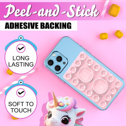 Silicone Suction Phone Holder Mount,Silicon Adhesive Phone Accessory for iPhone and Android, Hands-Free Mirror Shower Phone Holder,TikTok Videos and Selfies (Light Pink, Single Sided)