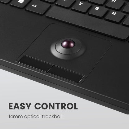 Perixx PERIBOARD-526 US, Wired Mini USB Keyboard with Trackball - X Type Scissor Keys - 11.18x7.17x1.1 Inches - Build-in 2 USB Hubs - US English