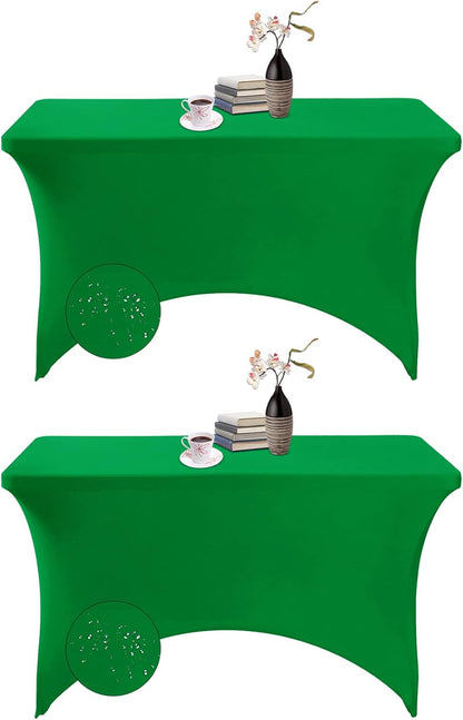 2Pack Spandex Waterproof Table Covers 4ft，Spandex 4ft Waterproof Table Cover for Party,Wedding, Banquet, and Events(Emerald)
