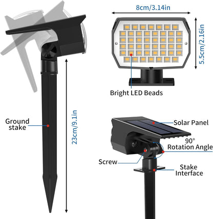 Solar Spot Lights Outdoor 10 Pack, [46 LED/3 Modes] Solar Landscape Spotlights Waterproof, 2-in-1 Auto On/Off Solar Powered Lights for Outside Yard Garden Wall Pathway(Warm White)