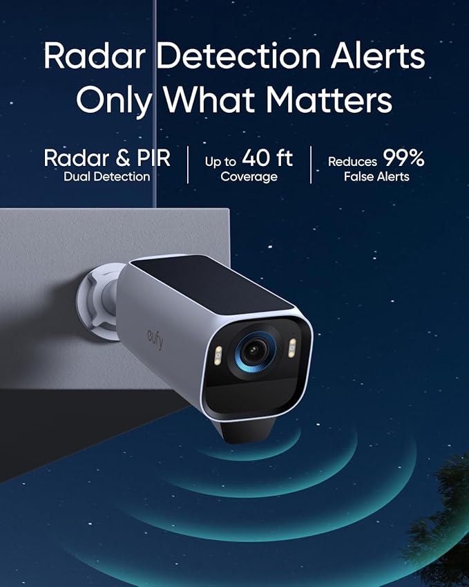 eufy Security eufyCam S3 Pro 3-Cam Kit, Solar Camera Outdoor Wireless, MaxColor Night Vision, 4K Security Camera with Solar Panel, Face Recognition AI, Expandable Local Storage, No Monthly Fee
