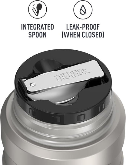 THERMOS Stainless King Vacuum-Insulated Food Jar with Spoon,16 Ounce,Matte Stainless Steel,(Pack of 4)