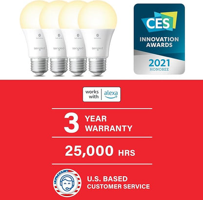 Sengled Alexa Light Bulb, S1 Auto Pairing with Alexa Devices, Warm Light Bulbs, Smart Light Bulbs That Compatible with Alexa, Bluetooth Mesh Smart Home Lighting, 60W Equivalent, E26, 800LM, 8-Pack