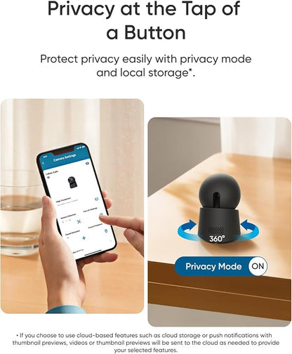 eufy Security Indoor Camera E30, Latest Generation, 4K UHD Security Camera, 360° Coverage, Color Night Vision, AI Detection for Human/Pet/Crying, Human/Pet Auto Tracking, Works with Homekit,Black