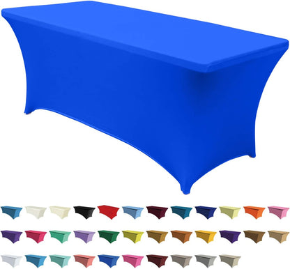 ABCCANOPY 6 FT Royal Blue Spandex Table Cover Stretch Fitted Wrinkle Resistant Tablecloth Reuse for Rectangular Folding Table Patry Event Wedding Banquet Protector