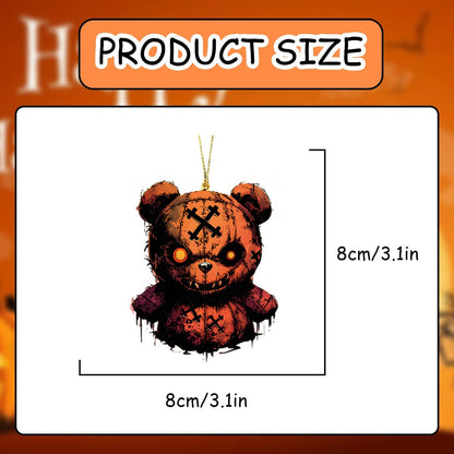 Halloween Tree Decoration, 6 Pcs Cute Acrylic Pendant, Terror Cartoon Bear Halloween Accessories, Funny Cartoon Christmas Tree Ornaments for Mini Decorations Indoor Outdoo