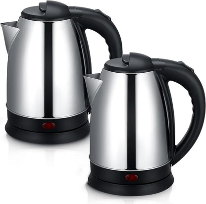 Baquler 2 Pcs 2L Electric Kettle Stainless Steel Hot Water Kettle with Auto Shut off and Boil Dry Protection Tech Electric Hot Water Pot Fast Boil for Coffee Tea Beverages