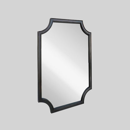 WallBeyond 20" x 30" Full Scalloped Corners Arch Rectangle Wall Mirror with Wood Frame for Entryway, Living Room or Bedroom Home Decor - Light Woodgrain [20" x 30" Black]