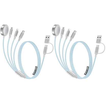 2 Pack Charging Cable for Apple Watch Charger/Samsung/iPhone Charger,Car/Office/Camping/Travel Essentials,Type C Cable Cord for iWatch Ultra/10-2/iPhone 16-11/Samsung S25-S20,iPad,airPods-Blue