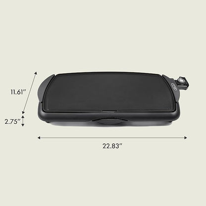 bella Electric Non-Stick Griddle, Make 10 Eggs At Once, Healthy-Eco Non-stick Coating, Hassle-Free Clean Up, Large Submersible Cooking Surface, 10.5" x 20", Black