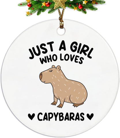 Capybara Ornament, Capybara Ornament, Capybara Gifts, Capybara Tree Decorations, Just a Girl Who Loves Capybaras Ceramic Ornaments, Capybara Decorative Hanging Ornament