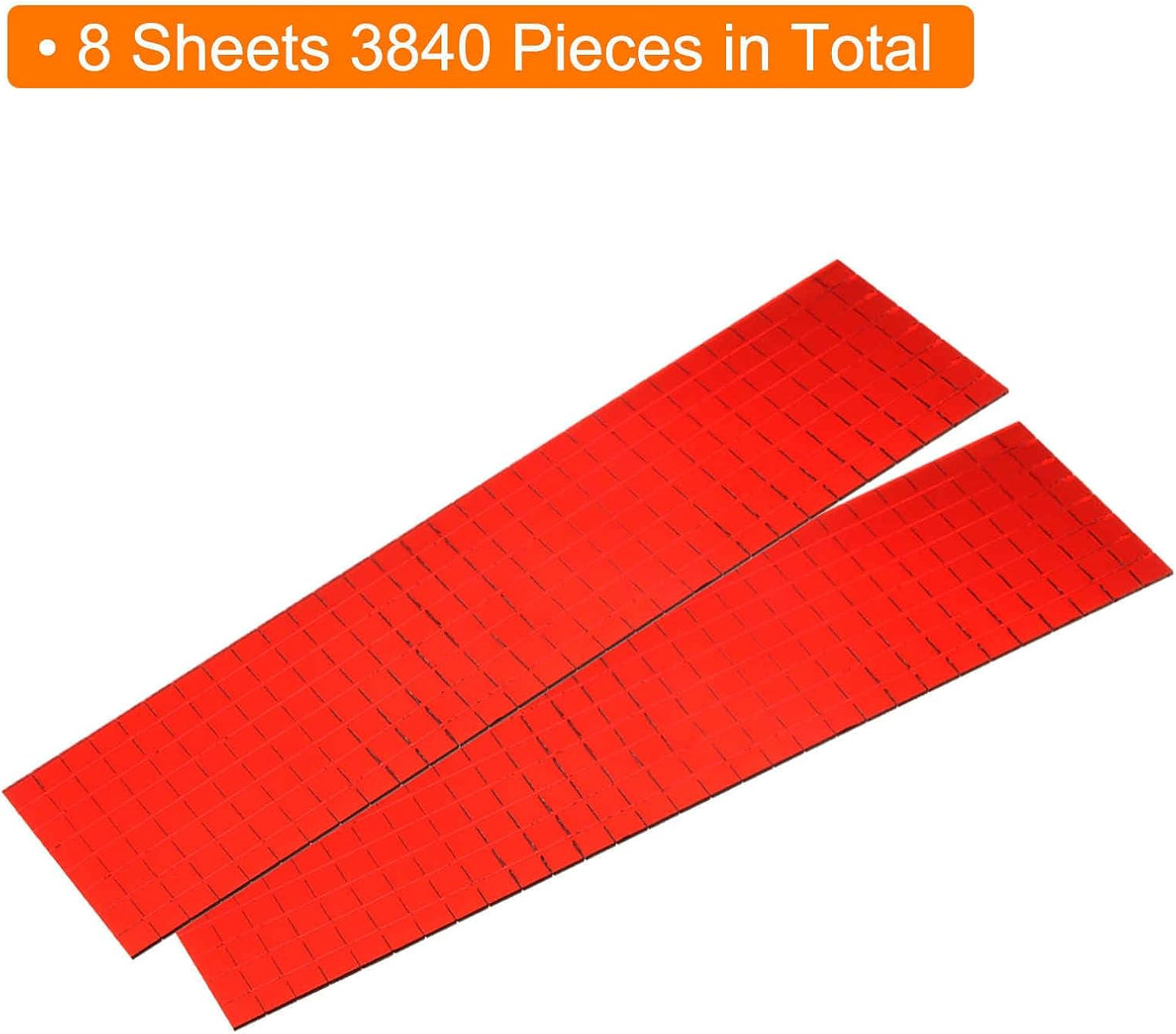 HARFINGTON 8 Sheet 3840 Pieces Self Adhesive Mirror Mosaic Tiles 5x5mm Small Square Mirror Tiles Sticker Disco Ball Stickers Mini Glass Tiles for DIY Craft Party Home Decoration, Red