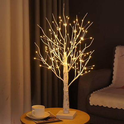 2FT Fairy Birch Tree with 144 LED Lights Artificial Tree Lamp with Timer for Easter Christmas Decoration Light Spirit Tree USB/Battery Powered Branch Trees for Party Wedding Home (144 LED Light)