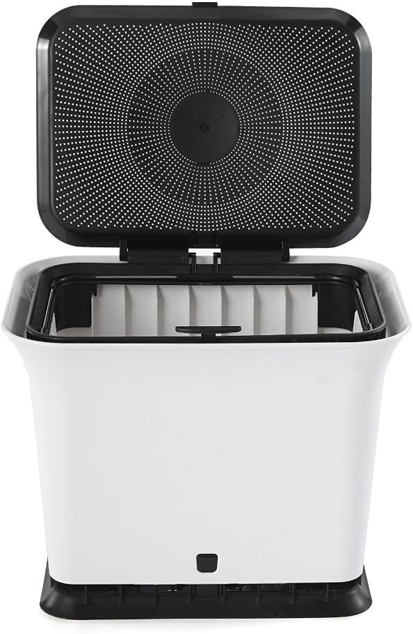 Full Circle Fresh Air Odor-Free Kitchen Compost Bin, Black and White