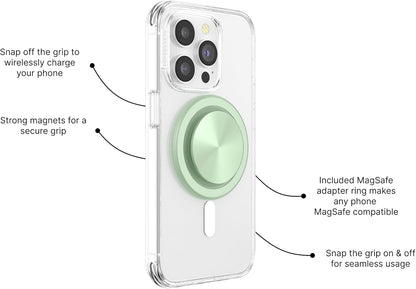 PopSockets Phone Grip for MagSafe with Kickstand, Magnetic Stand, Swappable Top, Secure Hold for iPhone MagSafe Cases, Phone & Tablet Grip, Cute PopSockets - Honeydew