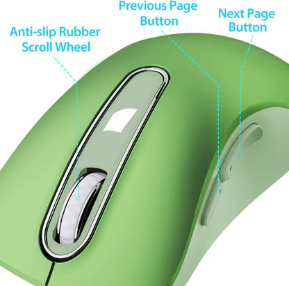 memzuoix 2.4G Wireless Mouse, 1400 DPI Mobile Optical Cordless Mouse with USB Receiver, Portable Computer Mice for Laptop, PC, Desktop, MacBook, 5 Buttons (Mint Green)