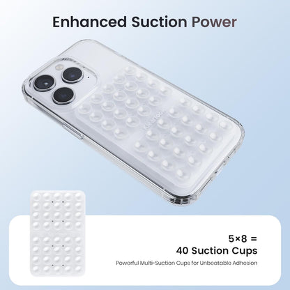 2PCS Silicone Suction Cup Phone Case Mount Double Sided, Hands-Free Phone Accessories Holder for Selfies and Videos, Silicon Sticky Phone Grip for iPhone and Android Transparent&Light Blue