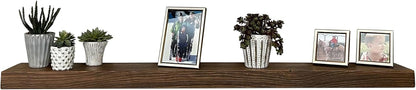 joelsantiques 72 Inch Wooden Floating Shelves for Wall - 72x8x2 in - Made of Natural Wood - Long Heavy Duty Rustic Wall Shelves for Bedroom - Perfect for Living Room, Kitchen - Medium Brown