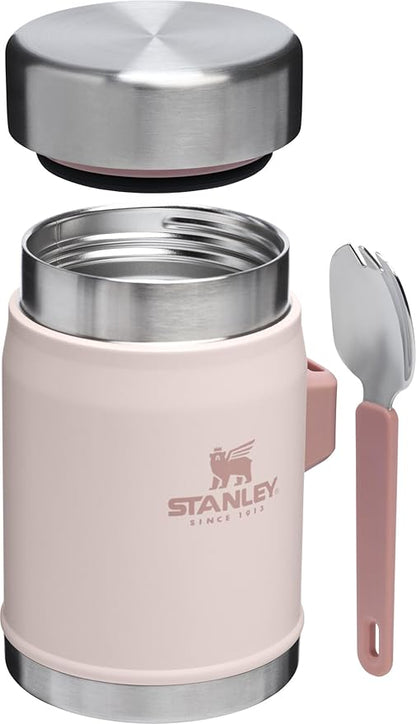 STANLEY Classic Food Jar and Spork | Vacuum Insulated Food Container | Wide Mouth Screw On Lid | Packable for Travel | Stainless Steel with Leakproof Lid | BPA-Free