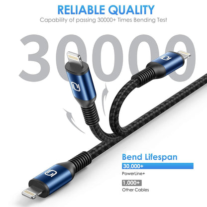 USB C to Lightning Cable 6ft 3Pack [Apple MFi Certified] iPhone Charger Fast Charging Cord Braided Type C to Lightning Cable for iPhone 14 13 12 11 Pro Max XR XS 8 Plus iPad/iPod/AirPods