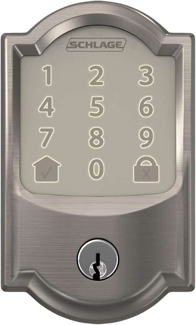 Schlage Encode Smart WiFi Deadbolt Lock for Front Door - Keyless Entry with App or Touchscreen - Works with Alexa, Hey Google, & Airbnb - Create Codes for Guests - Satin Nickel