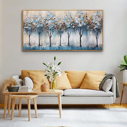 Hyidecorart Vintage Trees Abstract Wall Paintings Large Canvas Art for Living Room Bedroom - Wood Framed Modern Office Pictures Stretched and Ready to Hang Home Decoration