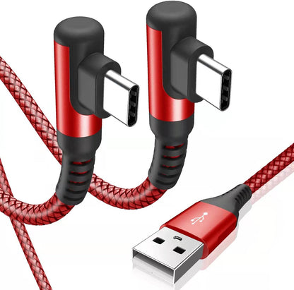 sweguard USB Type C Charger Cable Right Angle [2-Pack,6.6FT] iPhone 16 Charger Nylon Braided Cord for iPhone 15 16 Pro Max Samsung Galaxy S25 S24 S23 S22 S21 S20 S10 S9 Note A15 A55 Flip Pixel LG Moto