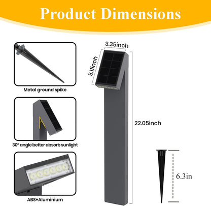 Solar Pathway Lights, Dimmable Metal Solar Landscape Path Lights IP65, 3000K Solars Walkway Light for Outside, Garden Yard Patio Path Lawn Decor, 2pcs