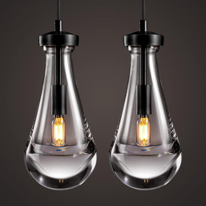 Modern Raindrop Pendant Lights Set of 2, Bronze Pendant Lights Kitchen Island, Black Pendant Light Island Lights for Kitchen Chandeliers for Living Room Bathroom Bedroom Hallway,Bulb Included