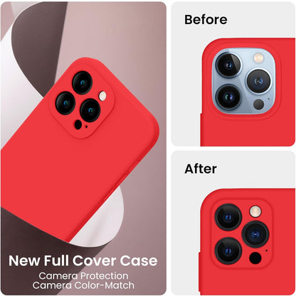 FireNova Designed for iPhone 13 Pro Max Case, Silicone [Camera Protection] Phone Case with [2 Screen Protectors], Soft Anti-Scratch Microfiber Lining Inside, 6.7 inch, Red