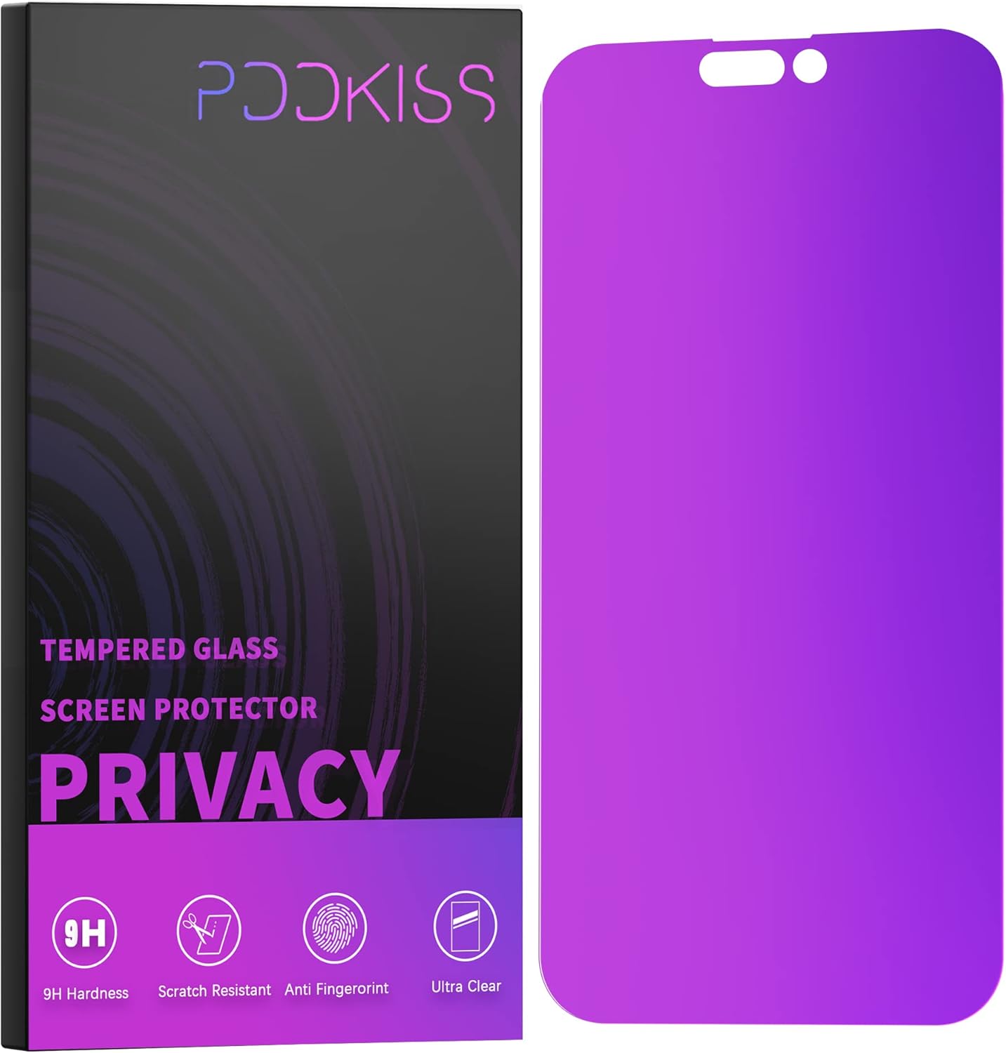 Compatible for iPhone 14 Pro Max Privacy Screen Protector Tempered Glass 6.7 inch Display, Gradient Colorful Anti Spy Light HD Easy Installation