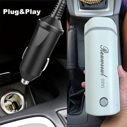 Portable Electric Travel Kettle, 350ml, BPA-Free & Food-Grade 304 Stainless Steel, Heats to 98°C, One-Button Operation & Auto Shut-Off, 12V/7A 80W Car Kettle for Car, Truck, RV