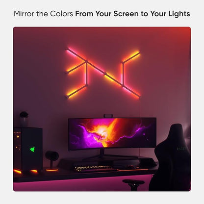 Nanoleaf Lines Smart LED Wall Lights, Music & Screen Sync RGBW Light Bar with 16M+ Color, WiFi Wall Lights Work with Alexa & Google Assistant for Gaming and Home Decor, 60 Degree Smarter Kit 15 Lines