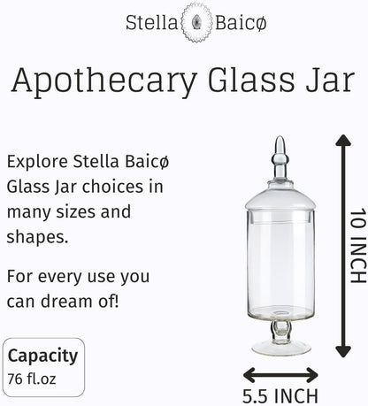 Glass Apothecary Jars with Lids, Candy Jar for Candy Buffet, Elegant Decorative Jars for Wedding and Dispaly (Height: 15", Diameter: 5.1")