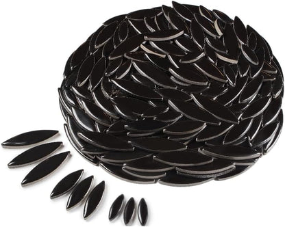 VerzTile Mosaic Tiles for Crafts - Petal Shaped Ceramic Tile Craft Hobbies & Art Projects 39 Color Options Endless Creativity DIY Design (Black)