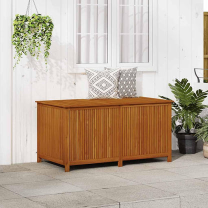 vidaXL Wooden Outdoor Storage Box with Gas-Lift Lid – Patio Deck Chest with Zippered Waterproof Bag for Garden Bench, Pool, Porch, Trunk, Cabinet, Teak Look – Brown, 59.1"x31.5"x29.5"