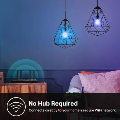 Kasa Smart Light Bulbs, Full Color Changing Dimmable Smart WiFi Bulbs Compatible with Alexa and Google Home, A19, 60 W 800 Lumens,2.4Ghz only, No Hub Required, 2-Pack (KL125P2), Multicolor