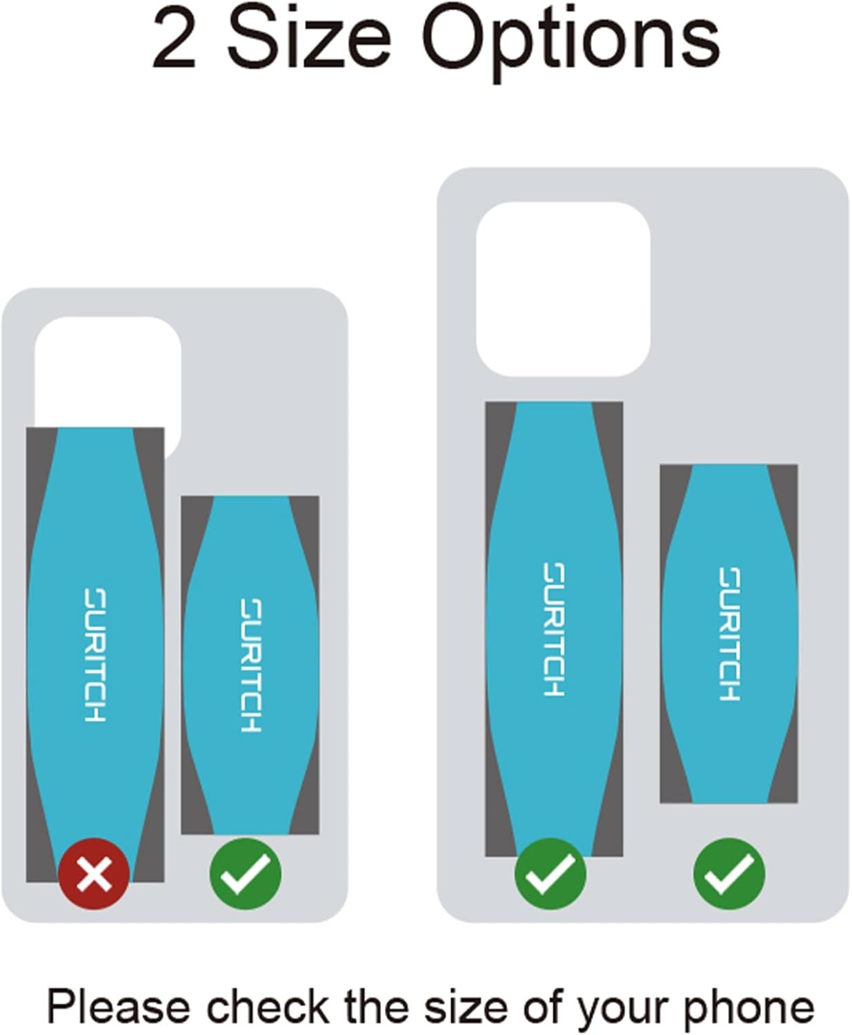 SURITCH Phone Grip Strap Finger Loop Holder for Back of Phone, 2-in-1 Soft Silicone Gripper Kickstand for iPhone Samsung and Most Cell Phone Cases, 3.15" Black