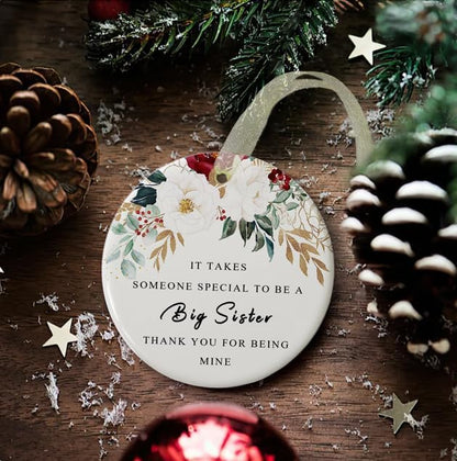 Sister Ornaments 2025 Sis Ornament Big Sisters Ornament Sister Christmas Ornament for Sisters Forever Ornament Sister Graduate Best Sis Ever Double-Sided Printing Ceramic(2.9"